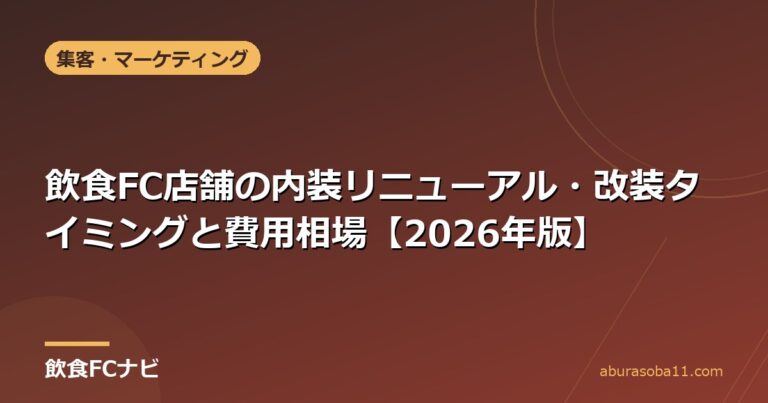飲食FC店舗の内装リニューアル・改装タイミングと費用相場【2026年版】